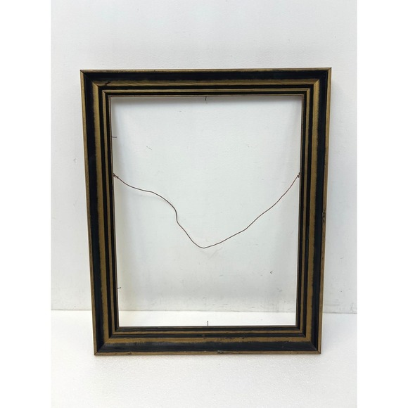 Other - Vintage Wood Picture Frame 16x20 Black Gold Mid Century Wooden Carved Wall Art